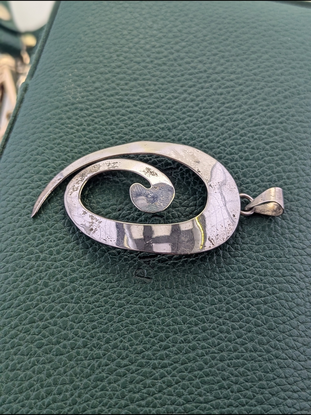 ✨ Vintage 925 Sterling Silver Modernist Abstract Swirl Statement Pendant ✨